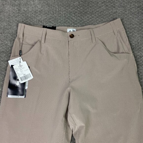 Adidas Golf Pants Men's 32 x 32 Tan Cream Plaid Check Climalite Teflon - Picture 2 of 15